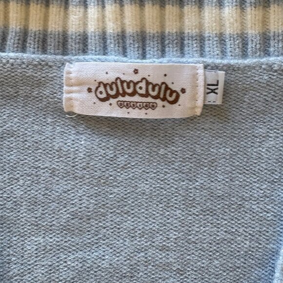 Cardigan Sweater Design Pastel Rainbow Froggie duludulu Brand Collegiate Stripes - Picture 5 of 7